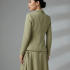 1781688963454-9kheedl Keten Haki Blazer Ceket ve Asimetrik Etek Takımı