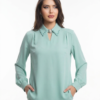 1781696595431-wqbpicb İnci Detaylı Yaka Vual Bluz - Mint Yeşili Kadın Ofis Bluzu