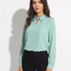 1781696599070-37irttu İnci Detaylı Yaka Vual Bluz - Mint Yeşili Kadın Ofis Bluzu