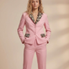 1781730522386-6yxkdnl Pembe Kumaş Leopar Detay Takım | Blazer ve Flared Pantolon B2B