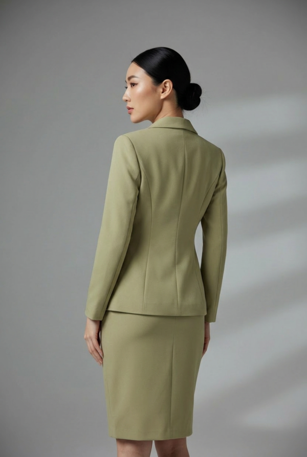 1781858092653-ygi145t Sage Yeşil Minimalist Blazer ve Asimetrik Etek Takım
