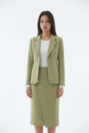 1782046589970-7bc5h92 Çağla Yeşili Blazer Etek Takımı: Dokulu Kumaş, Modern Kesim