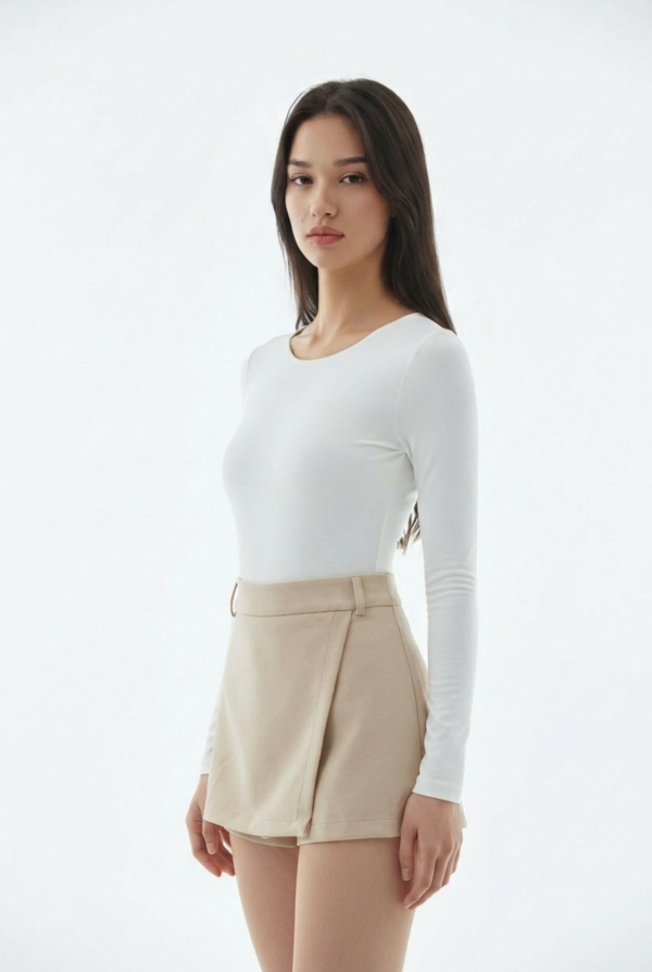 1782047306418-p7ffde3 Modern Kesim Bej Kruvaze Skort